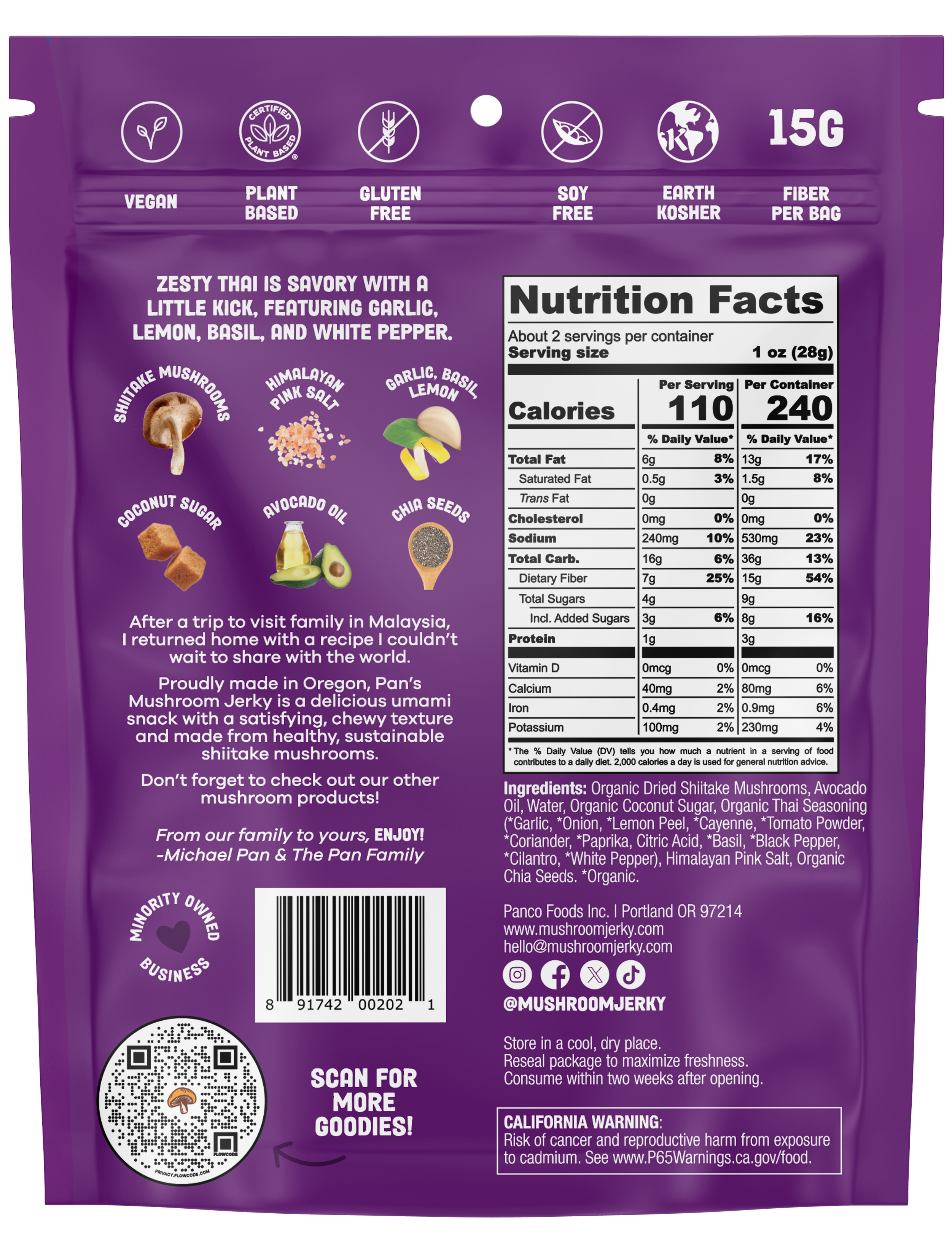 Zesty Thai Mushroom Jerky
