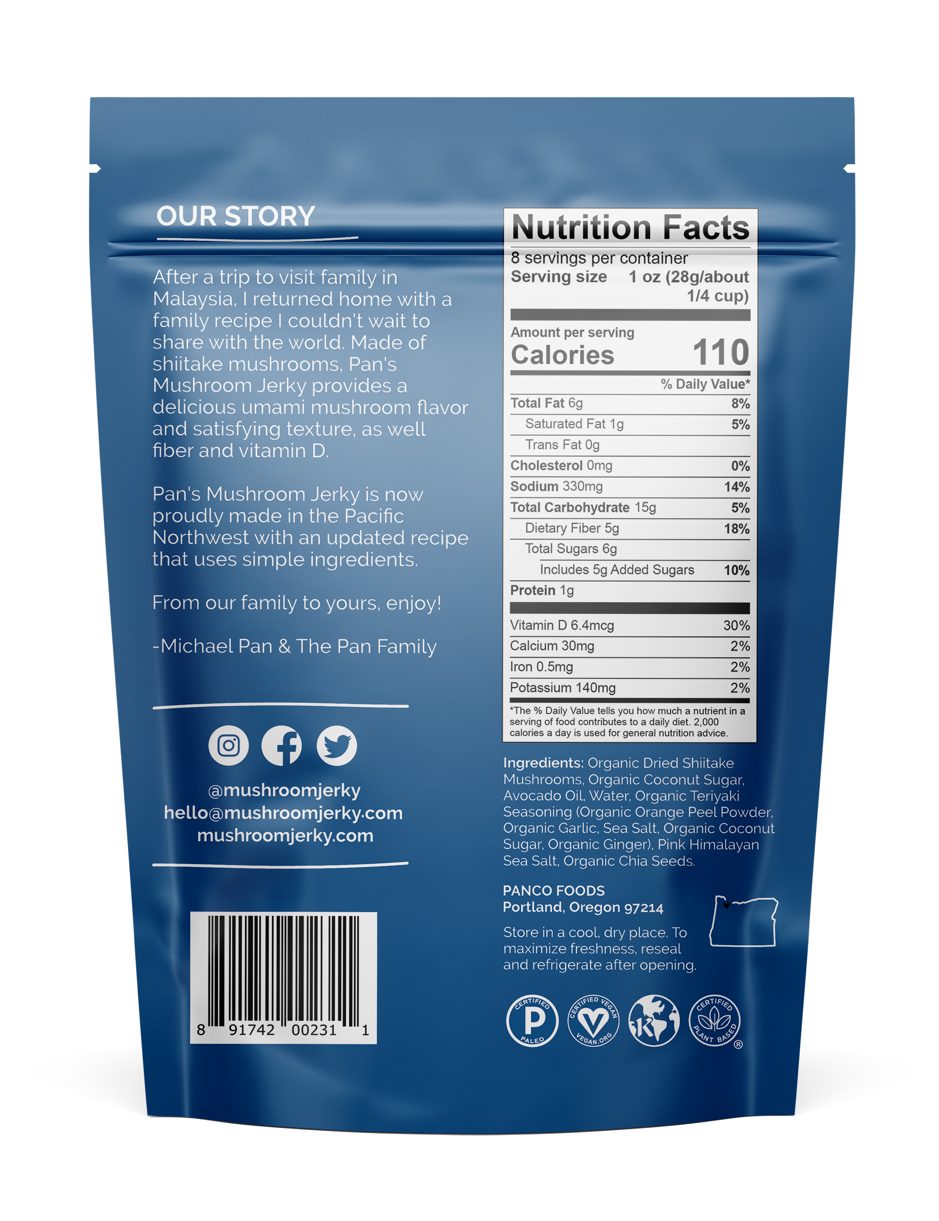 Teriyaki Mushroom Jerky - Limited Edition Bulk 8oz