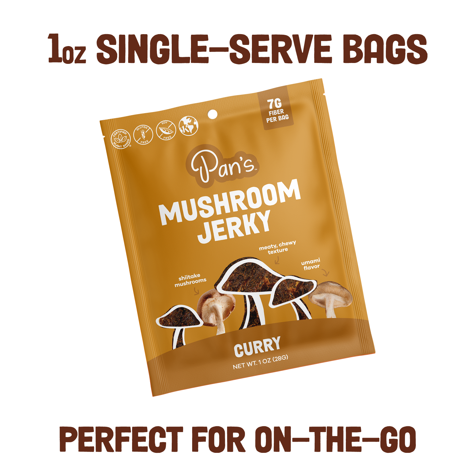 Curry Mushroom Jerky - Single Serve Pack