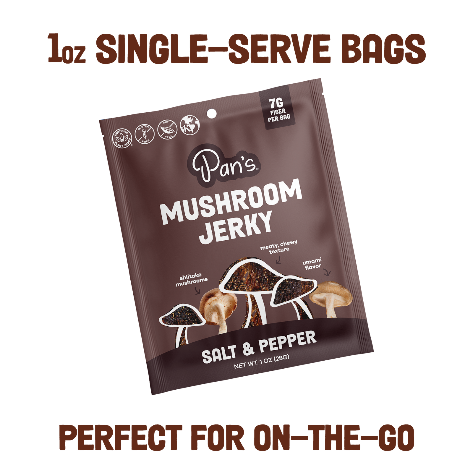 Salt & Pepper Mushroom Jerky - Single Serve Pack