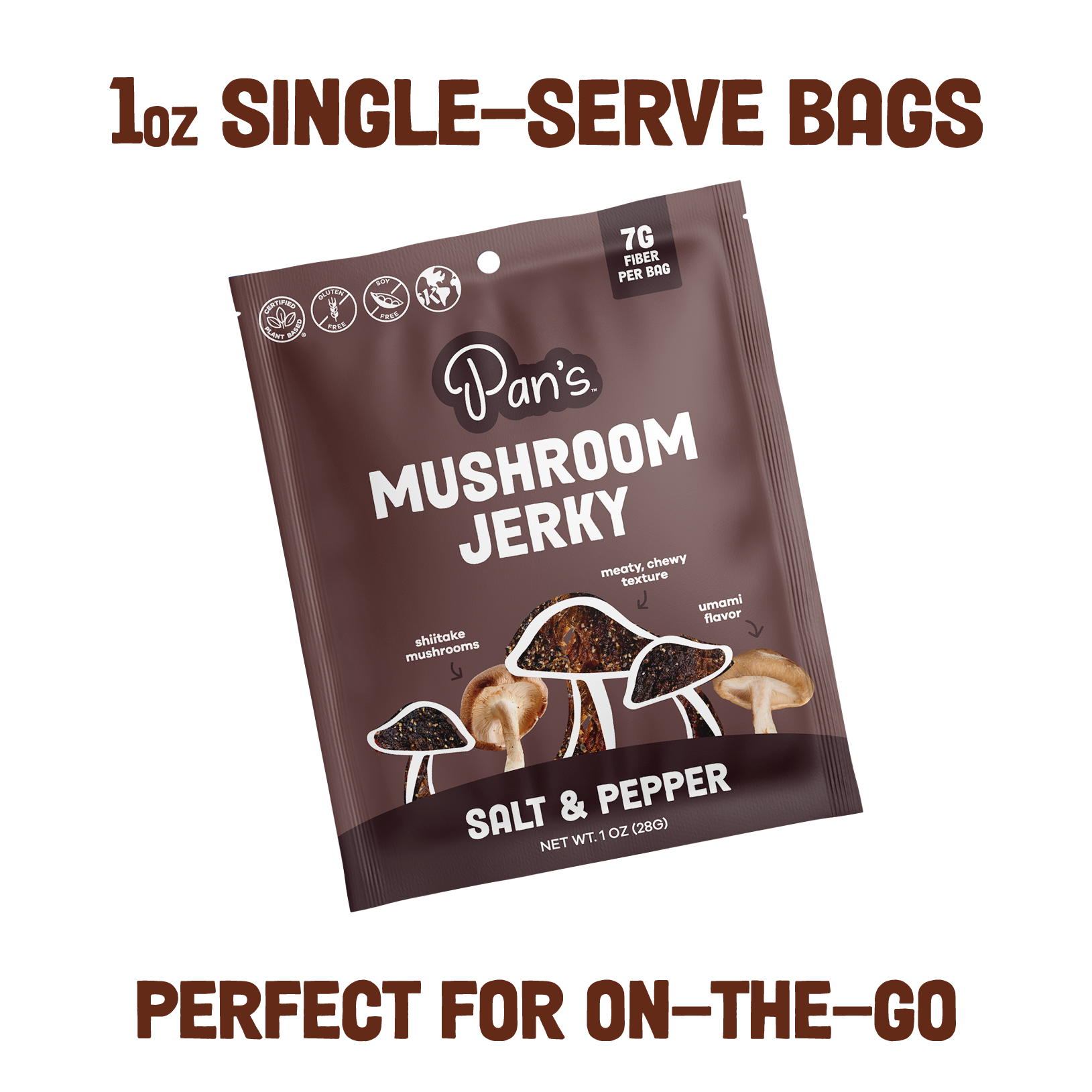 Salt & Pepper Mushroom Jerky - Single Serve Pack