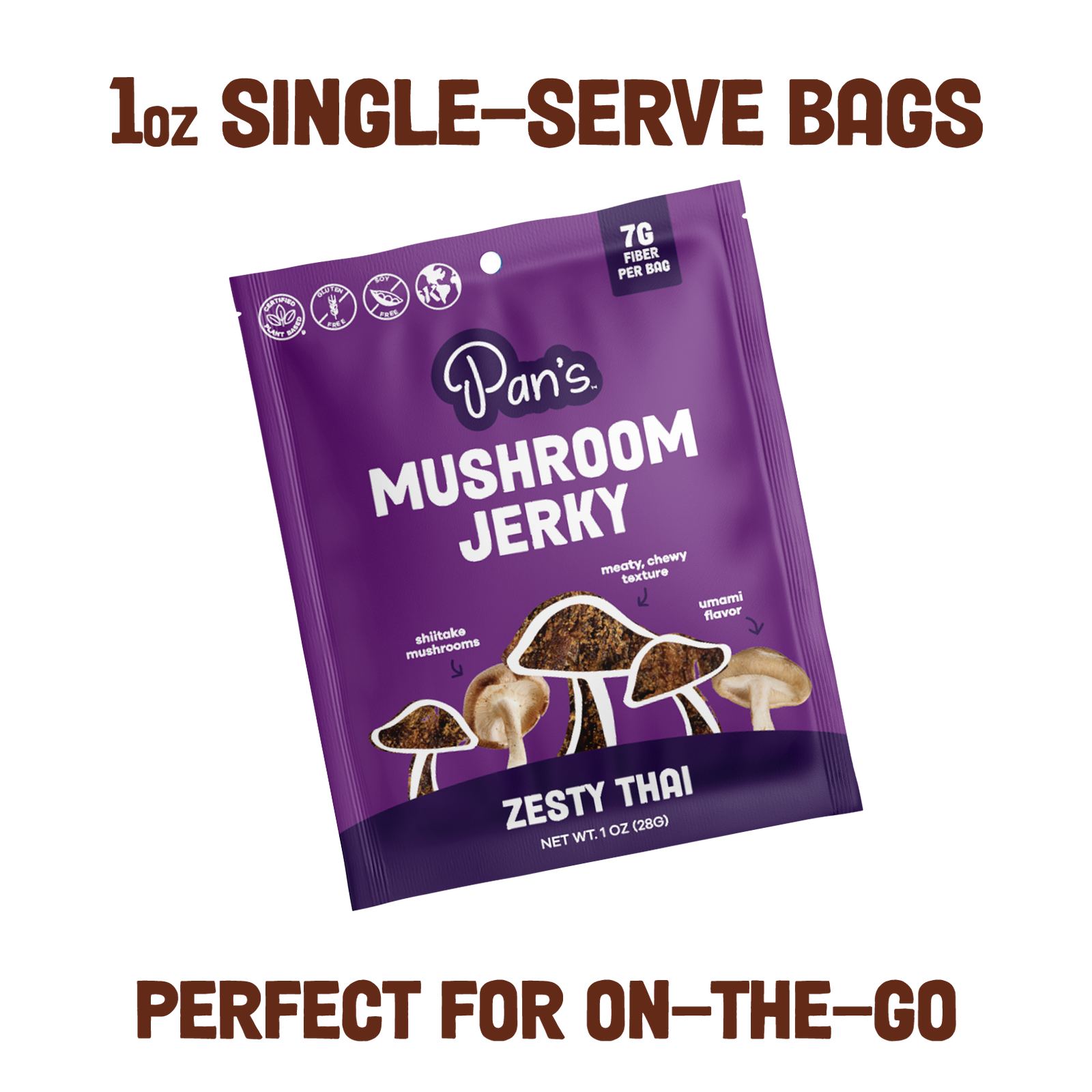 Zesty Thai Mushroom Jerky - Single Serve Pack