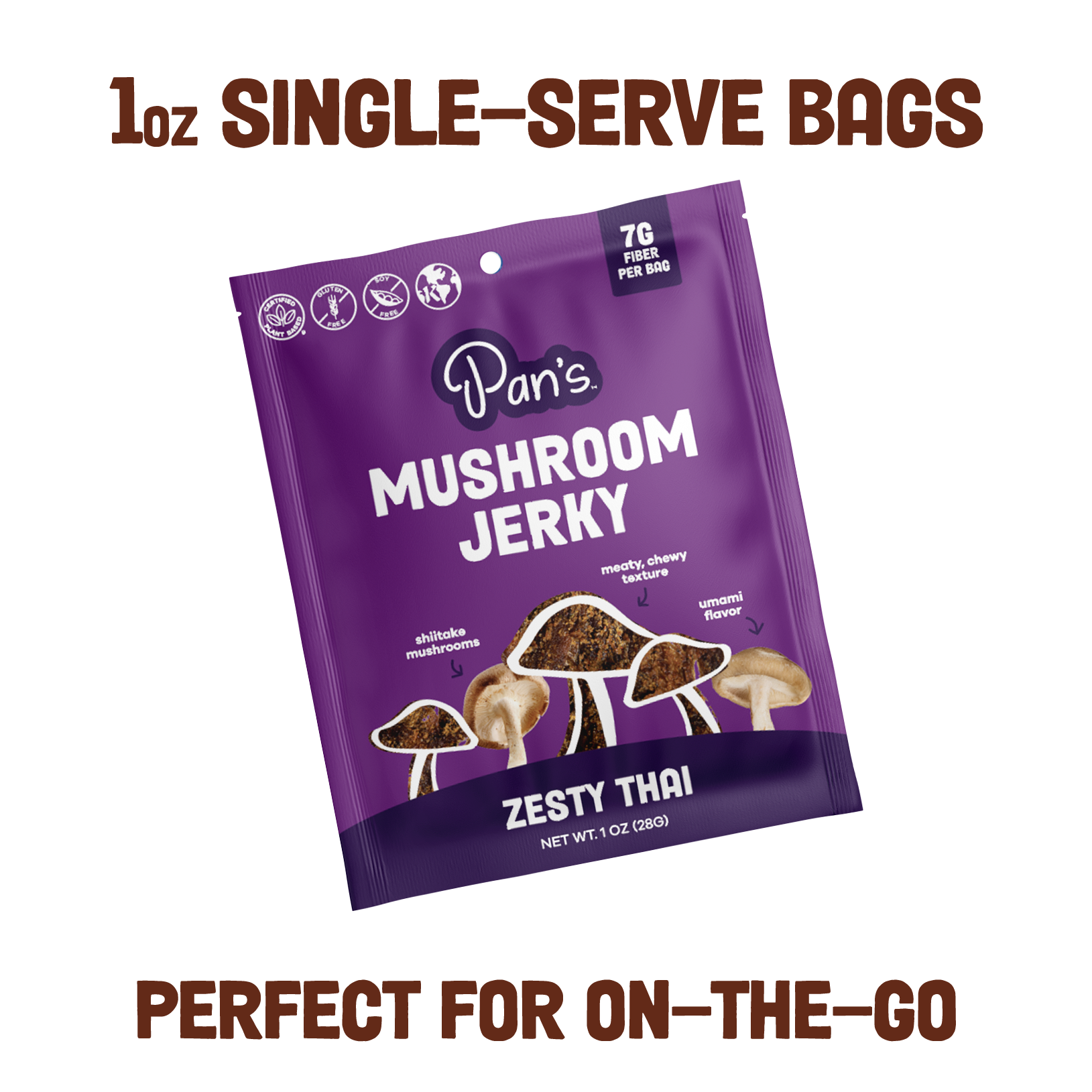 Zesty Thai Mushroom Jerky - Single Serve Pack