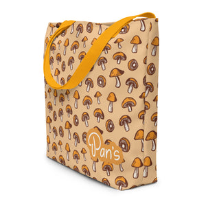 Pan's Mushrooms Large Tote Bag with Inside Pocket