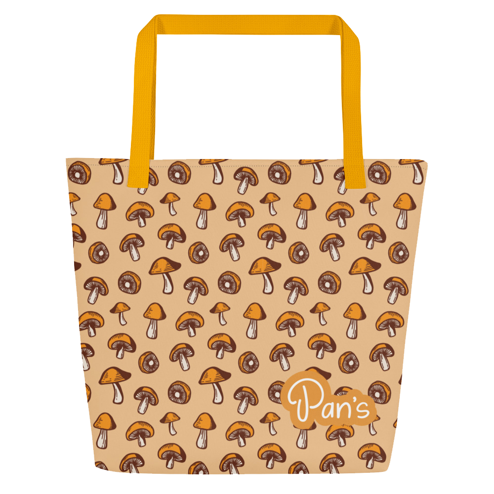 Pan's Mushrooms Large Tote Bag with Inside Pocket - Pan's